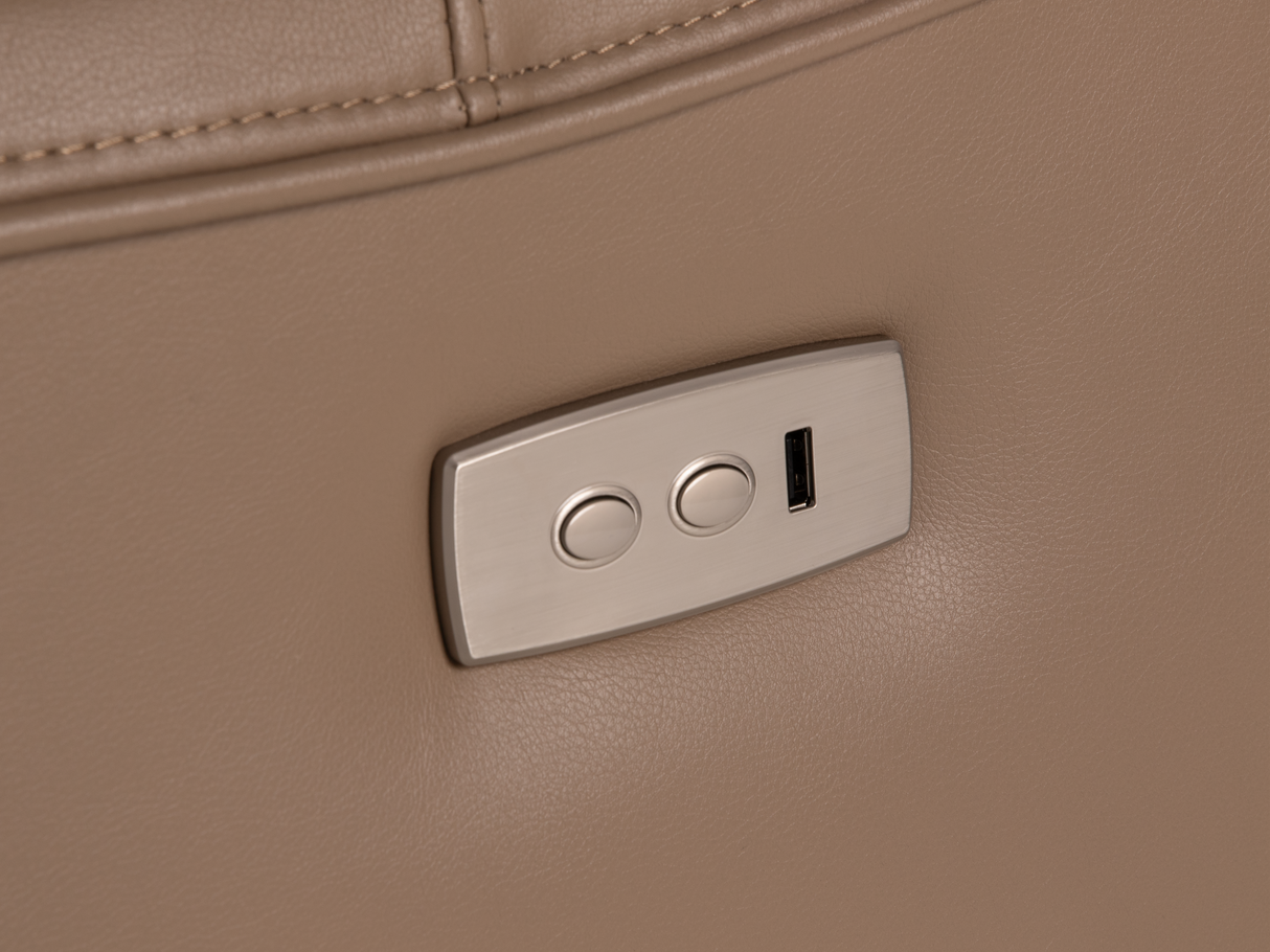 Beige 3-Piece Power Reclining Living Room Set with USB Ports, Console Loveseat & Drop-Down Table