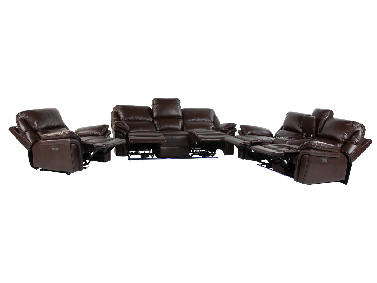 3 Piece Modern Power Reclining Living Room Set with LED Lighting