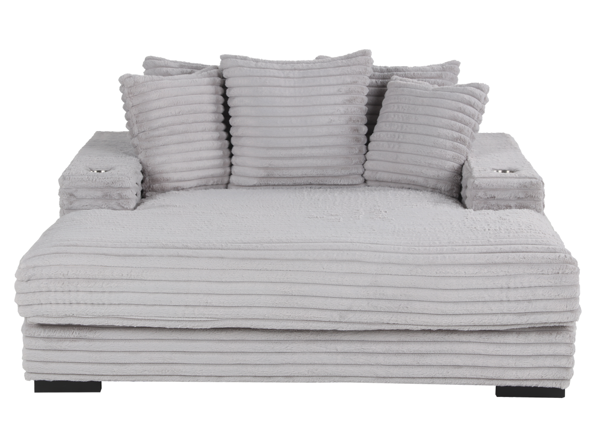 Chaise Lounge with Dual Cup Holders and USB Charging Ports by Sara Collections | Bel Furniture