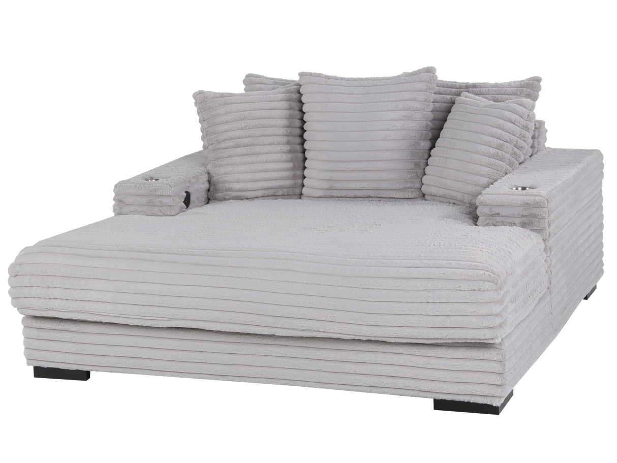 Chaise Lounge with Dual Cup Holders and USB Charging Ports by Sara Collections | Bel Furniture