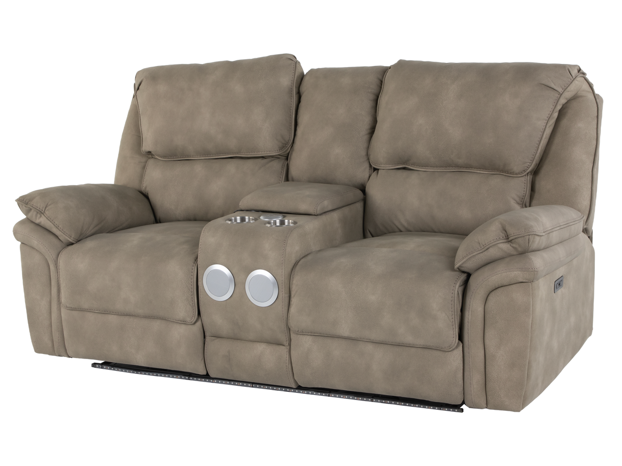 Taupe 3-Piece Power Reclining Living Room Set with USB Ports & Console Loveseat