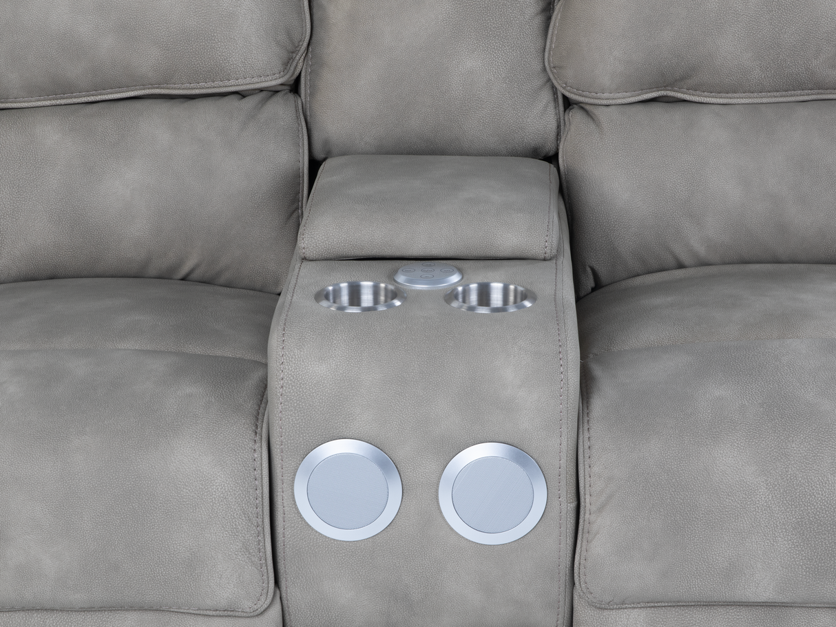 Taupe 3-Piece Power Reclining Living Room Set with USB Ports & Console Loveseat