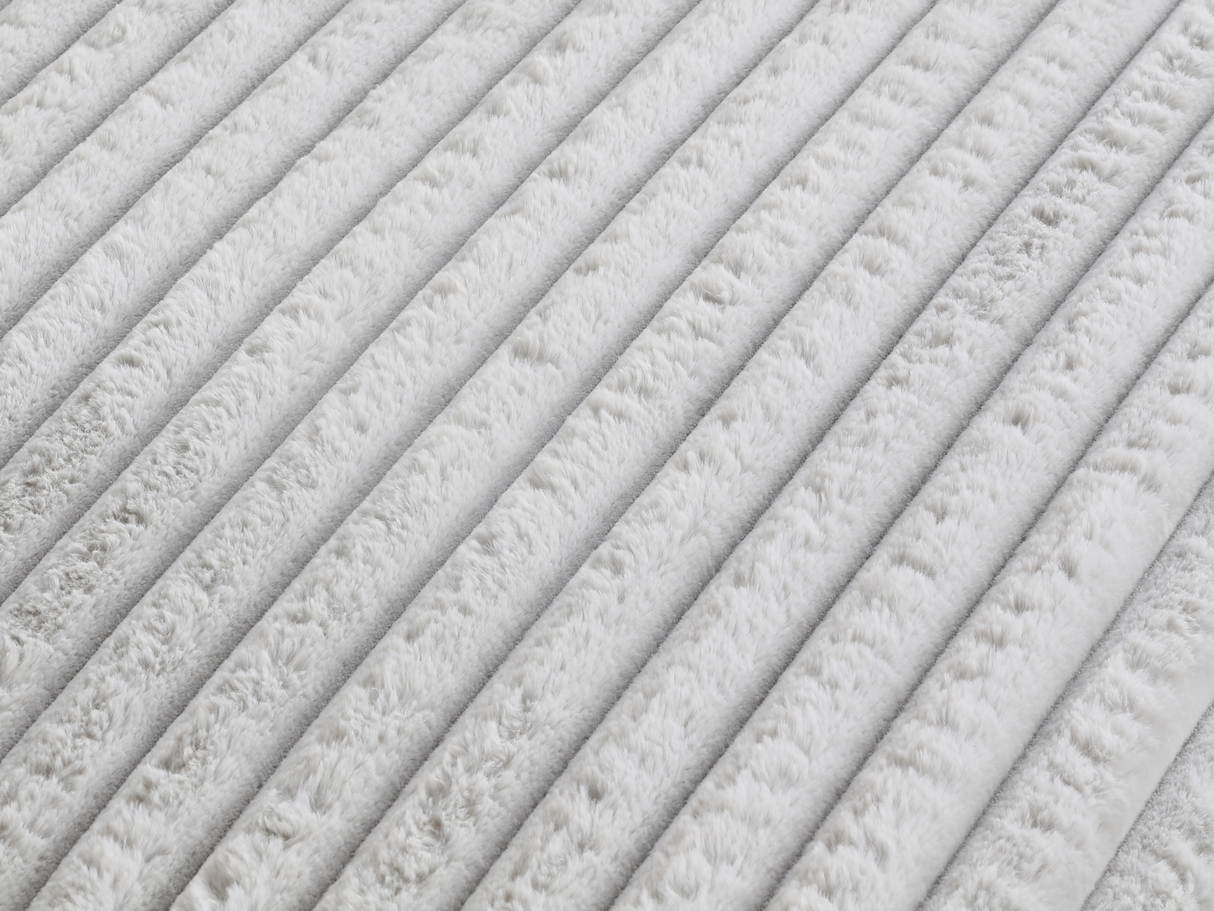 Light Gray Corduroy Sectional Sofa with Chaise & Plush Pillows