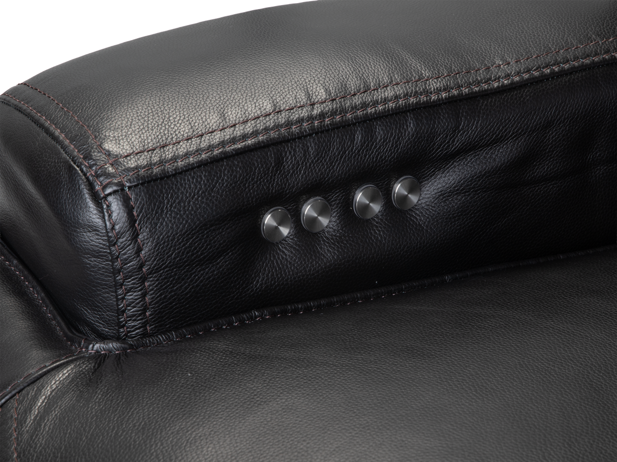 Modern Black Power Reclining Sectional Sofa with Console - Top Grain Leather