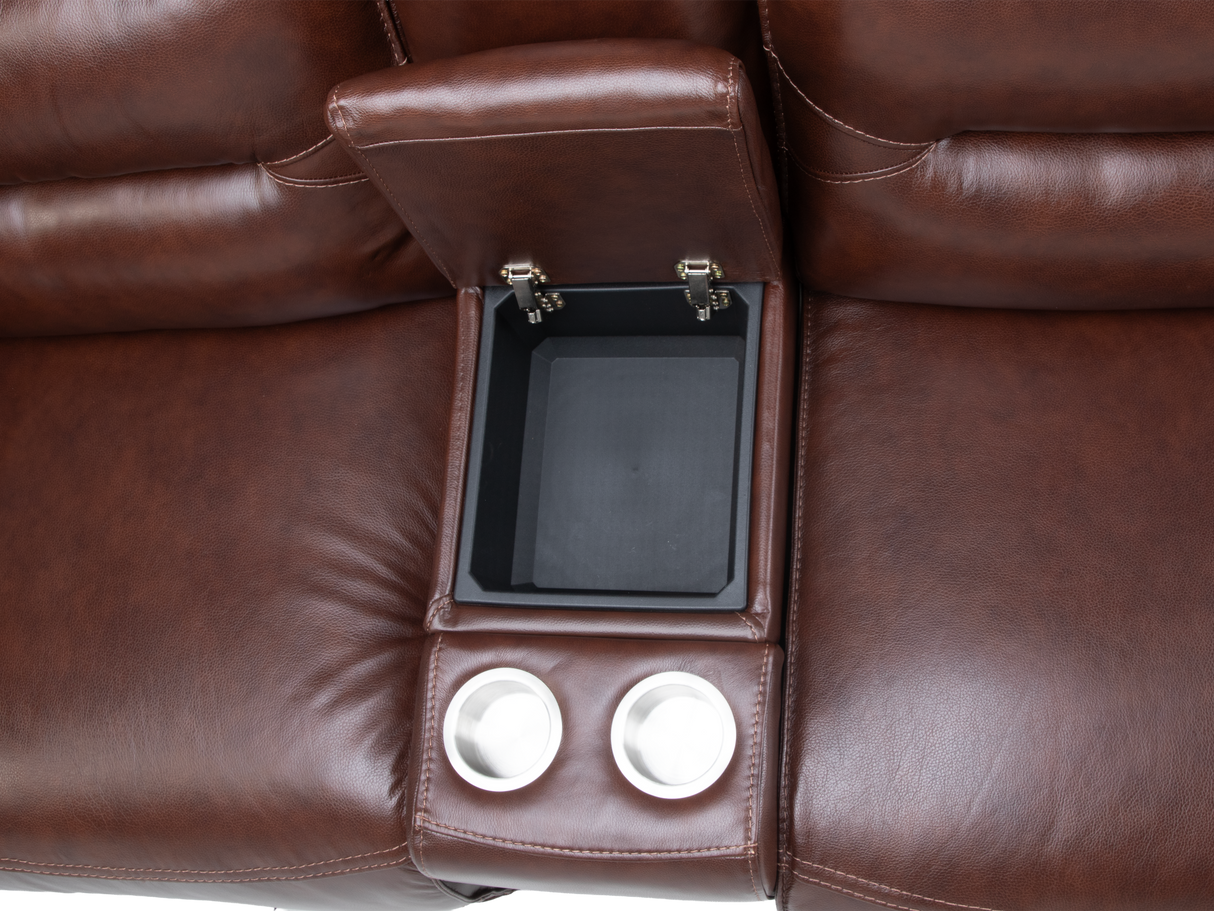 Brown Power Reclining Sectional with Power Headrests, Console & USB