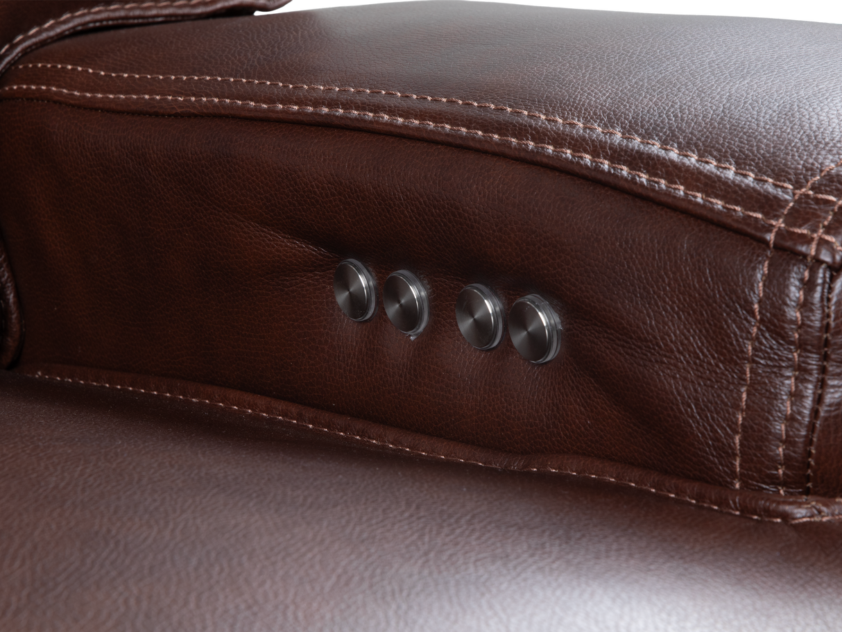 Brown Power Reclining Sectional with Power Headrests, Console & USB