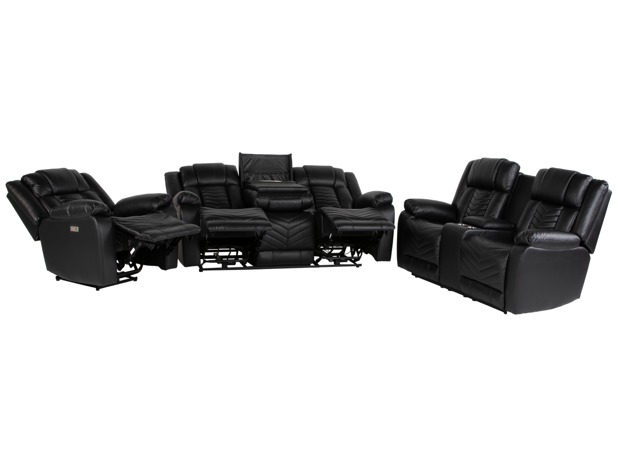 Contemporary 3-Piece Black Power Reclining Living Room Set