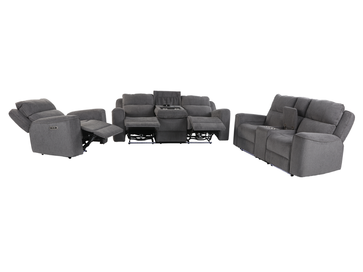 Gray reclining sofa set on a white background