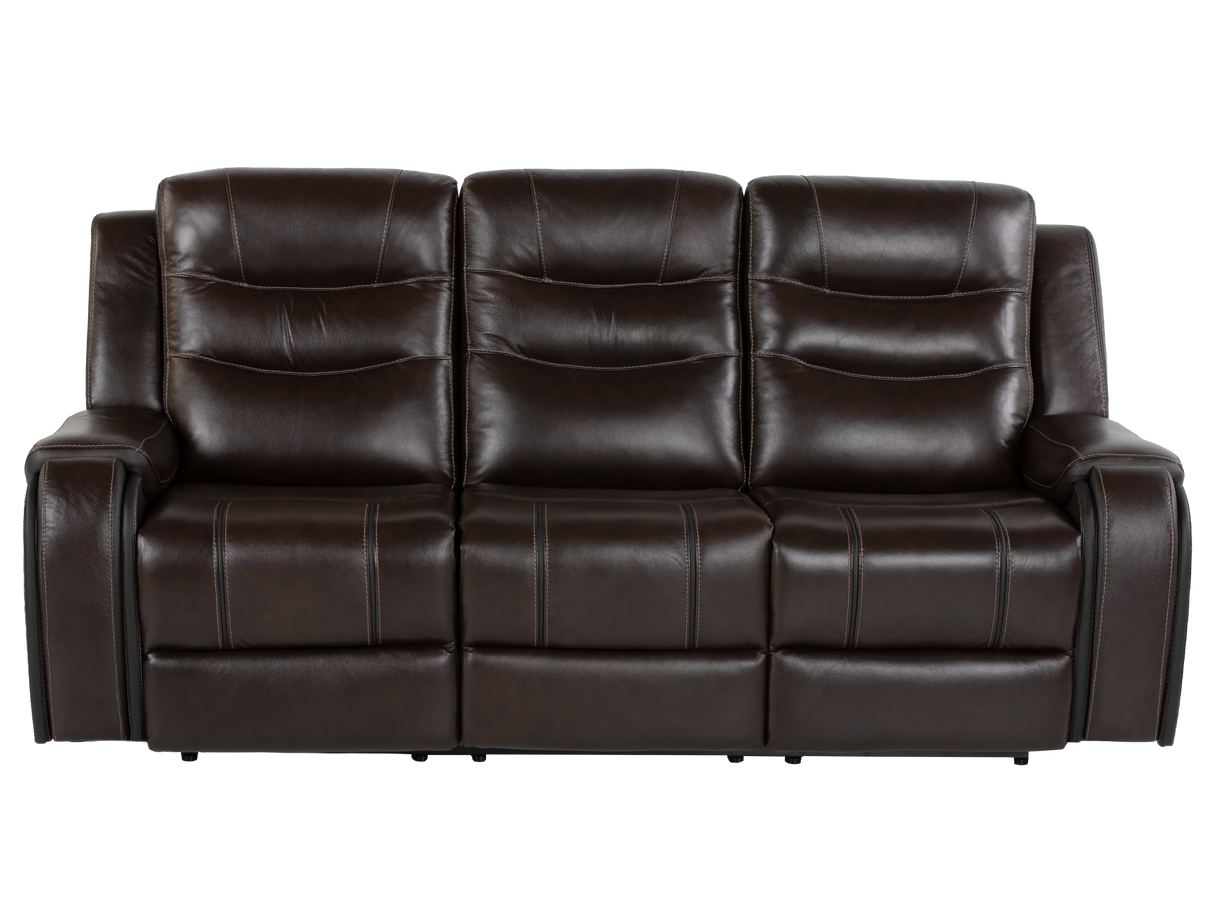 Espresso Contemporary Top Grain Leather 3-Piece Power Reclining Living Room Set w/ Power Headrests, USB Charging, Cup Holders & Drop-Down Table