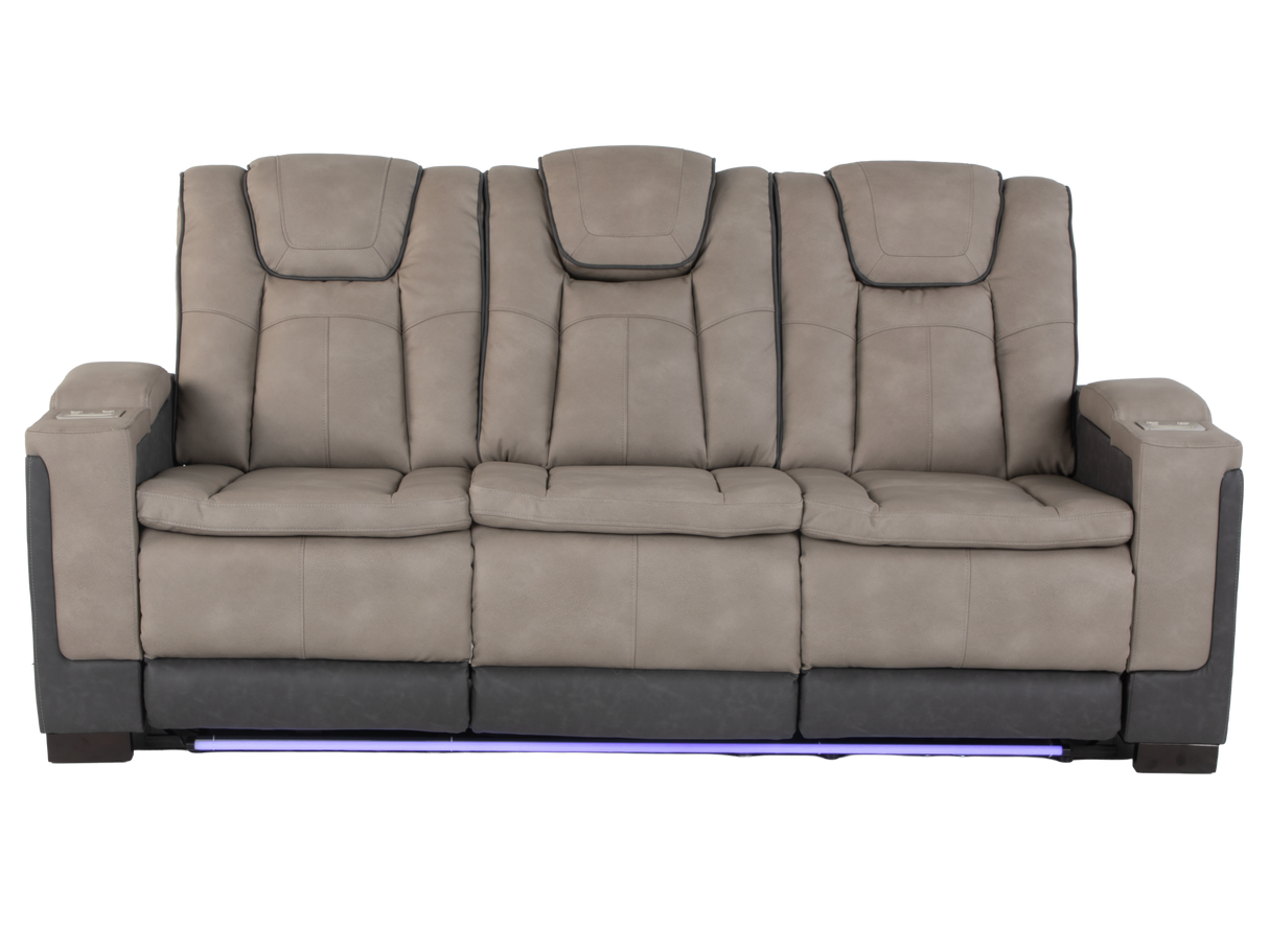 Gray 3 Piece Power Reclining Living Room Set with LED Lighting, Storage, and USB Ports