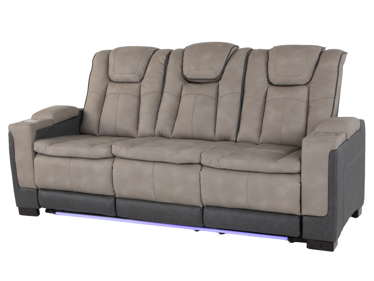 Gray 3 Piece Power Reclining Living Room Set with LED Lighting, Storage, and USB Ports