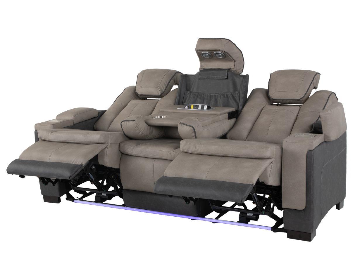 Gray 3 Piece Power Reclining Living Room Set with LED Lighting, Storage, and USB Ports