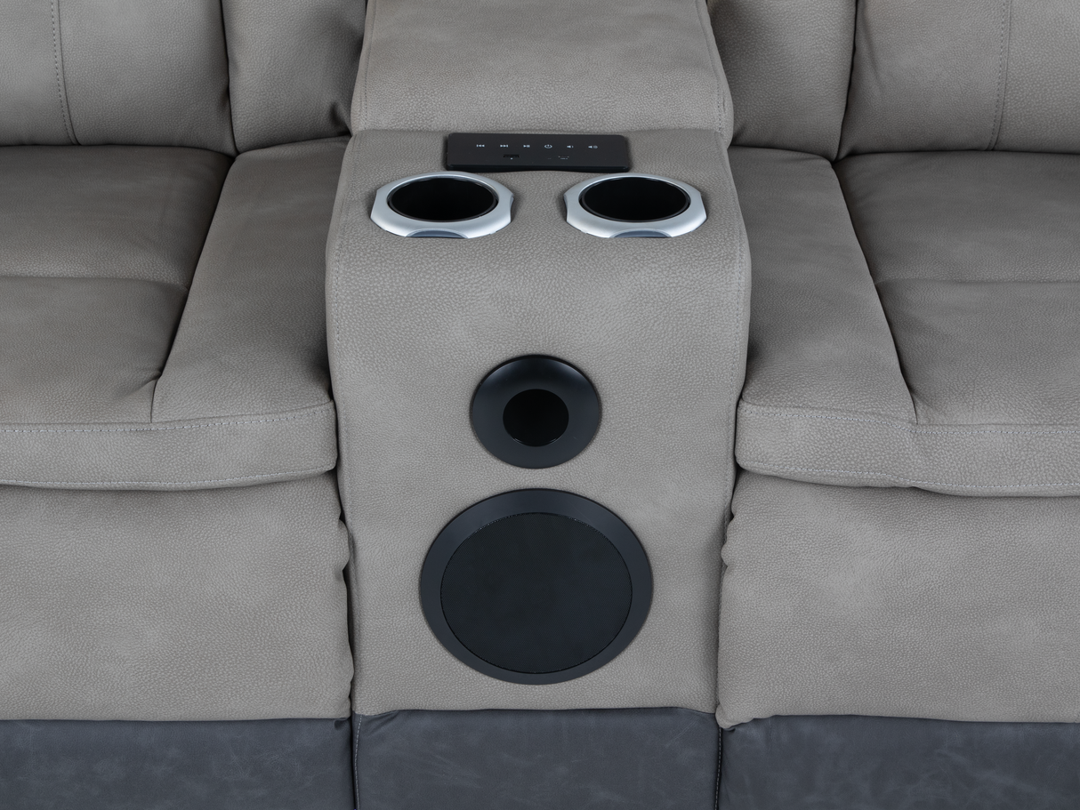 Gray 3 Piece Power Reclining Living Room Set with LED Lighting, Storage, and USB Ports