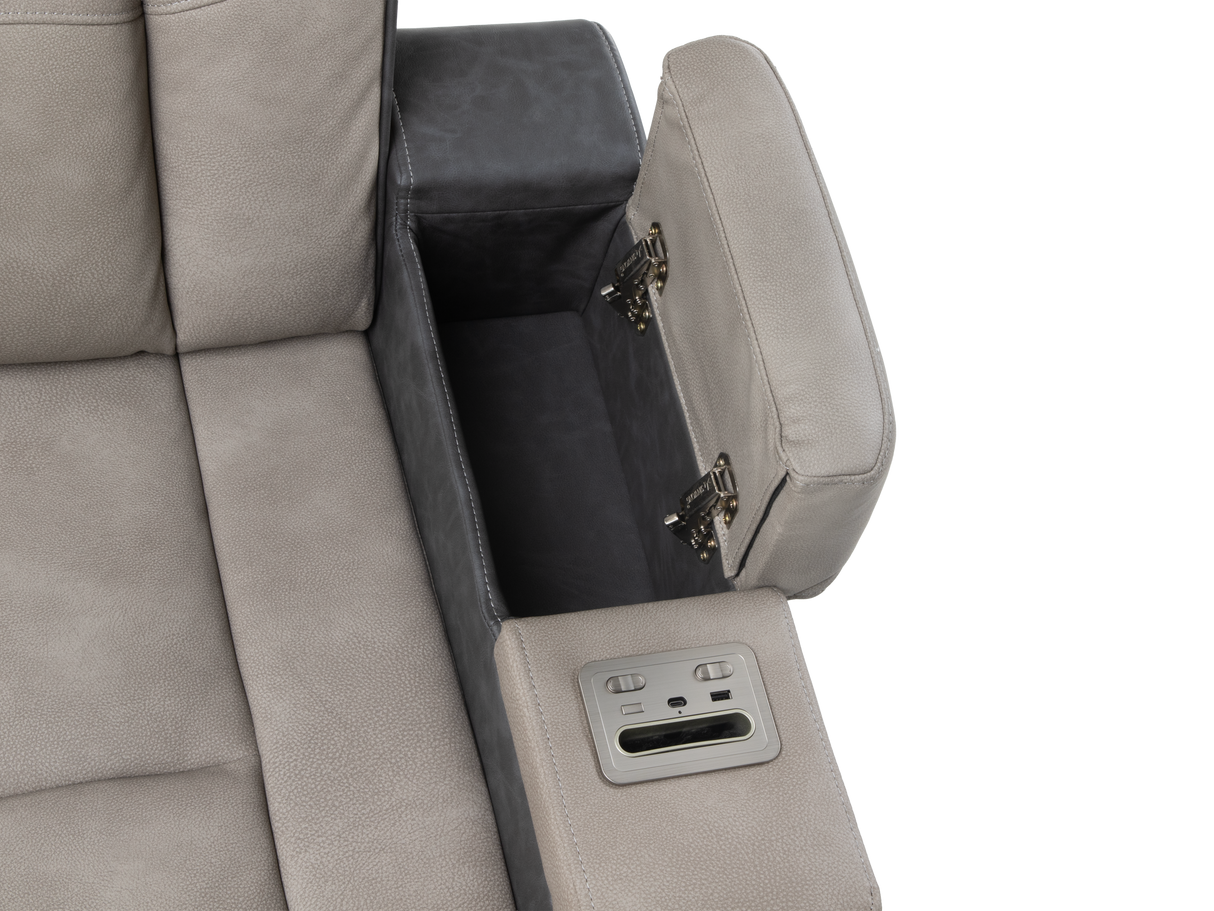 Gray 3 Piece Power Reclining Living Room Set with LED Lighting, Storage, and USB Ports