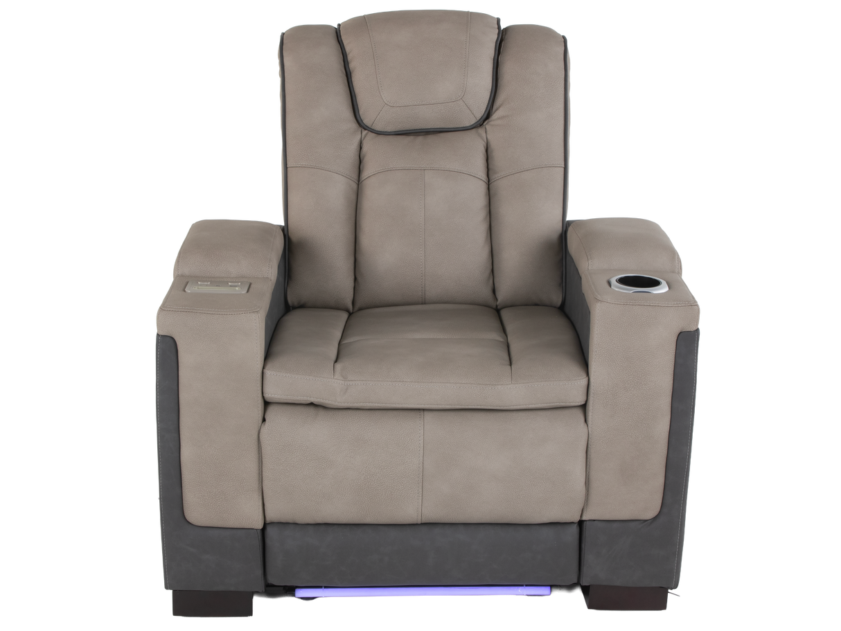 Gray 3 Piece Power Reclining Living Room Set with LED Lighting, Storage, and USB Ports