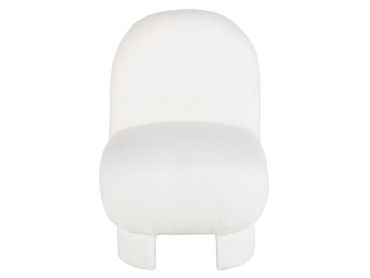 Beige Bouclé Modern Armless Accent Chair with Curved Back & Plush Seat