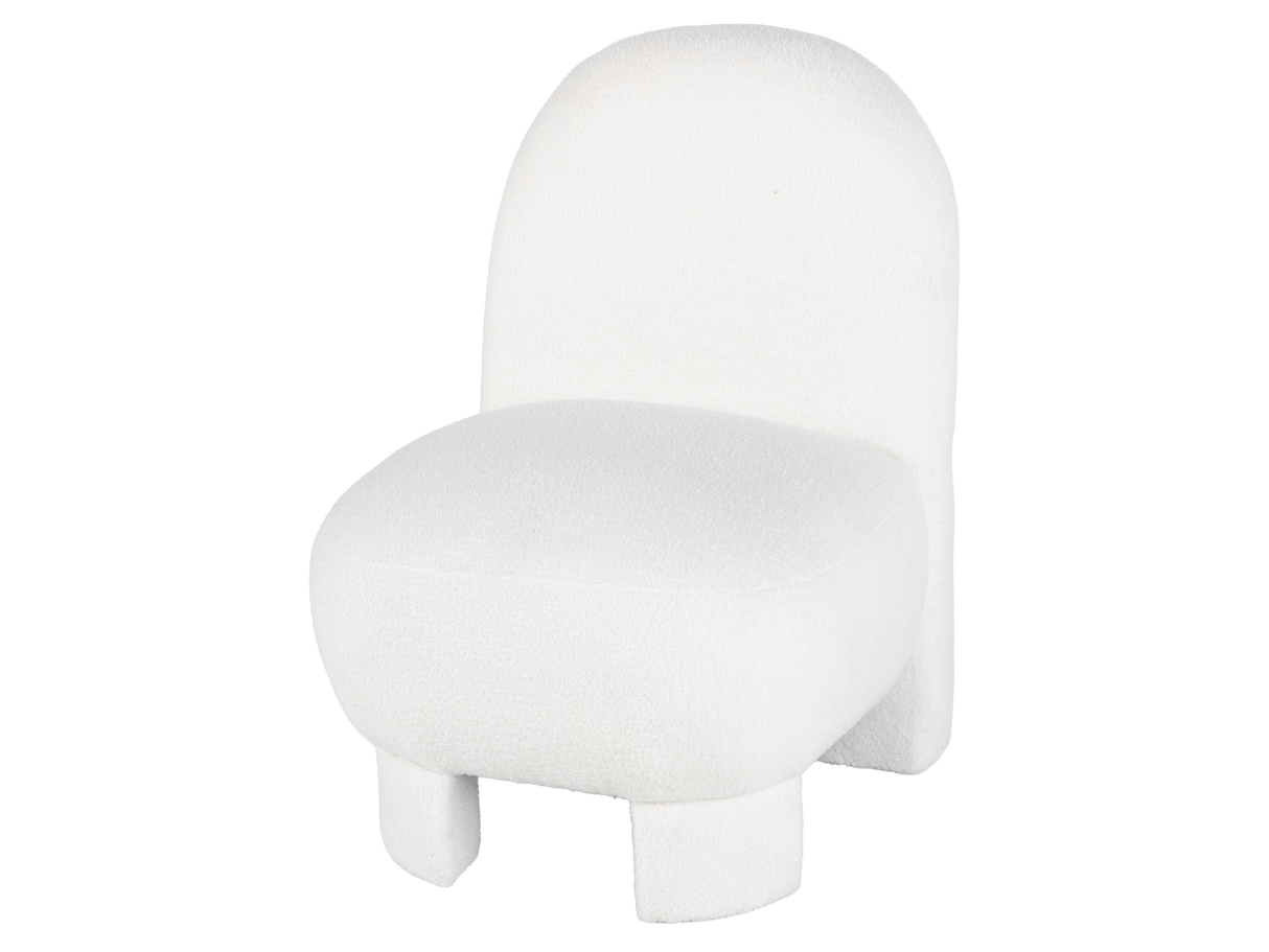 Beige Bouclé Modern Armless Accent Chair with Curved Back & Plush Seat