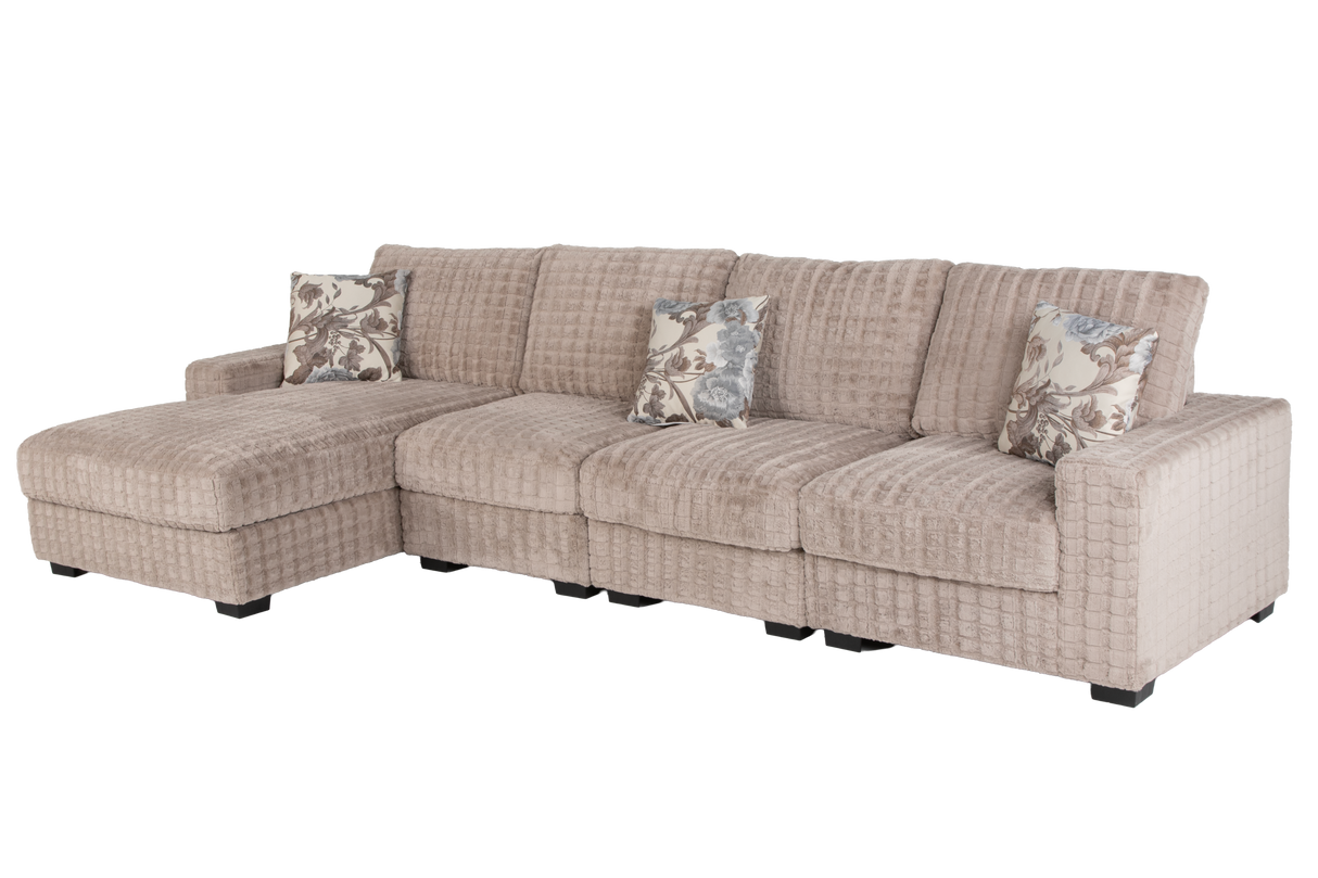 Yopin Dark Beige 3-Piece Sectional Sofa with Chaise and Pillows