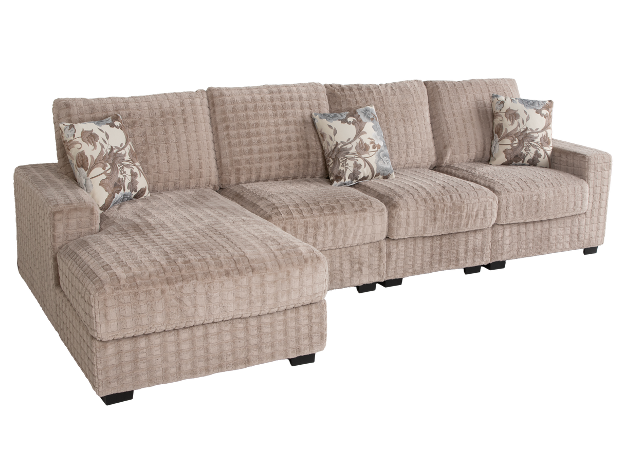 Yopin Dark Beige 3-Piece Sectional Sofa with Chaise and Pillows