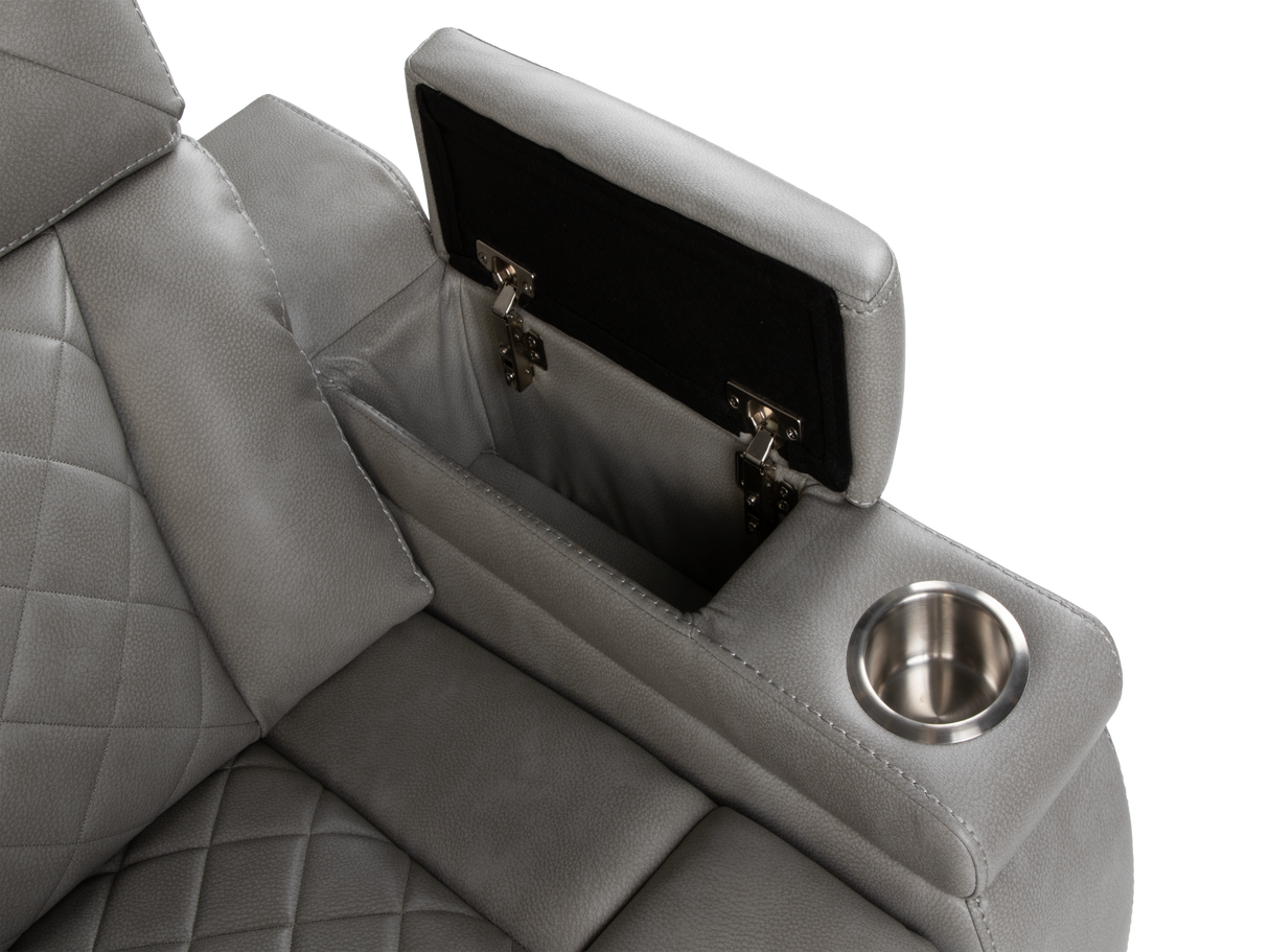 Light Grey Dual Power Reclining 3-Piece Living Room Set with Power Headrests, LED & Wireless Charging