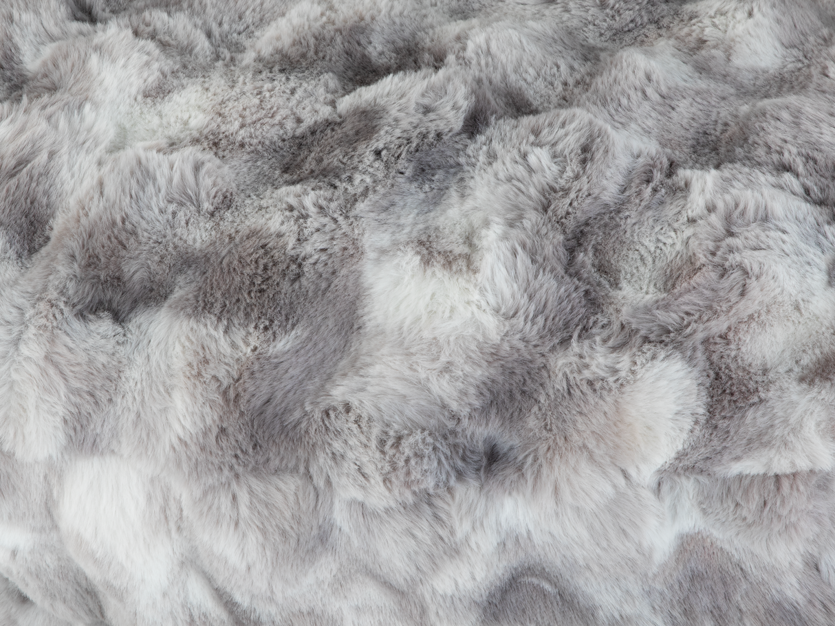 Faux Fur Round Swivel Chair with Pillows - Bubble Cement