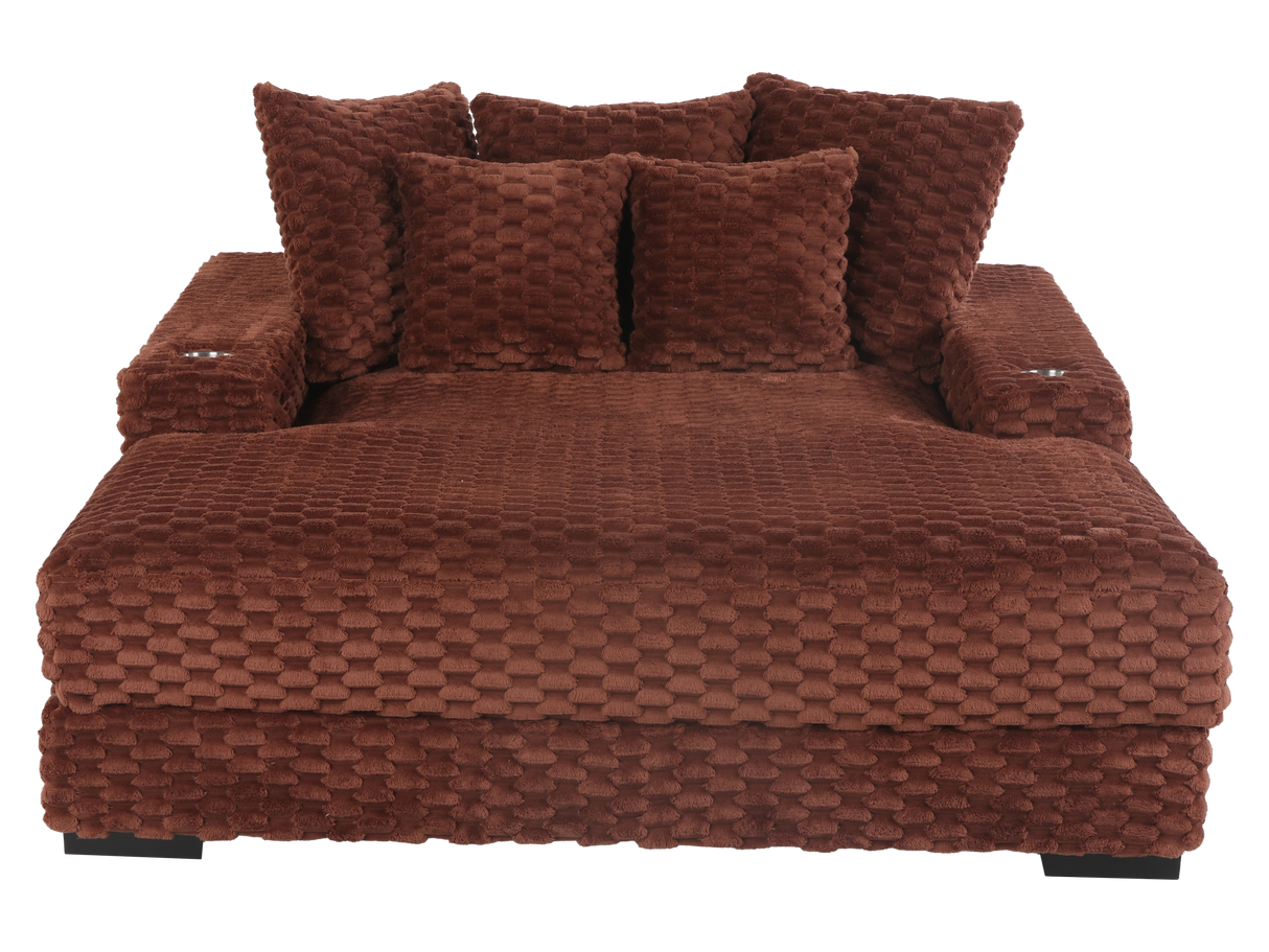 Oversized Chaise Lounge with Cup Holders & USB Charging Ports