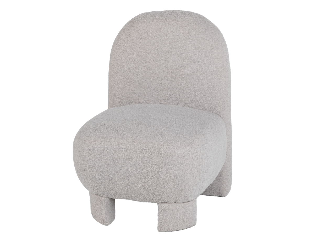 Light Gray Bouclé Modern Armless Accent Chair with Curved Back & Plush Seat
