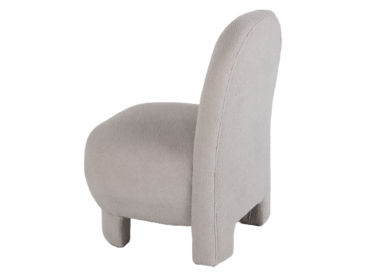 Light Gray Bouclé Modern Armless Accent Chair with Curved Back & Plush Seat