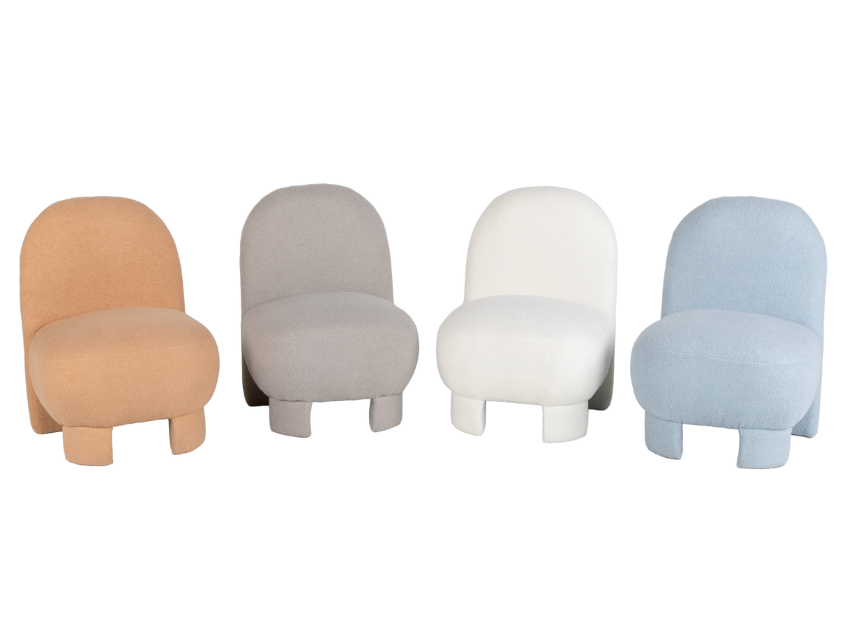 Beige Bouclé Modern Armless Accent Chair with Curved Back & Plush Seat