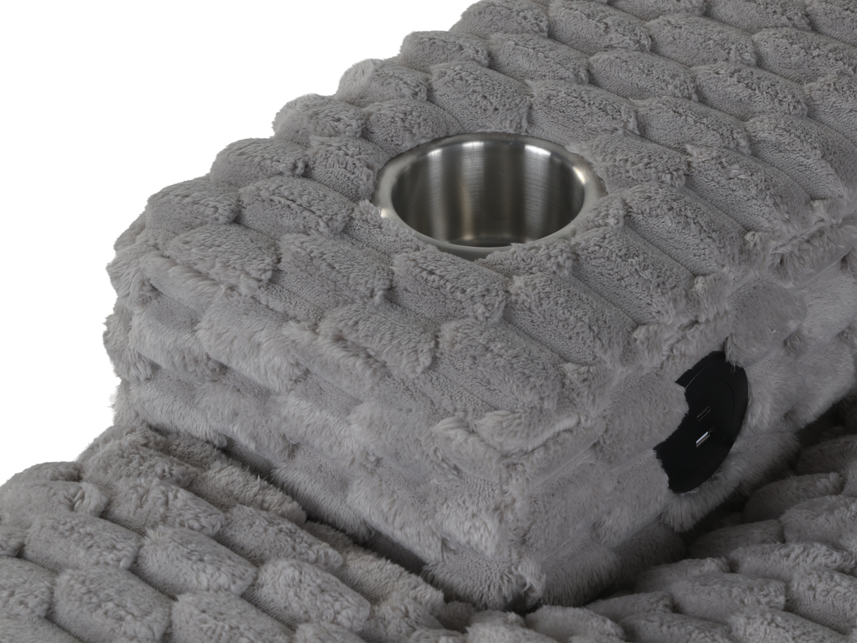 Oversized Chaise Lounge with Cup Holders & USB Charging Ports