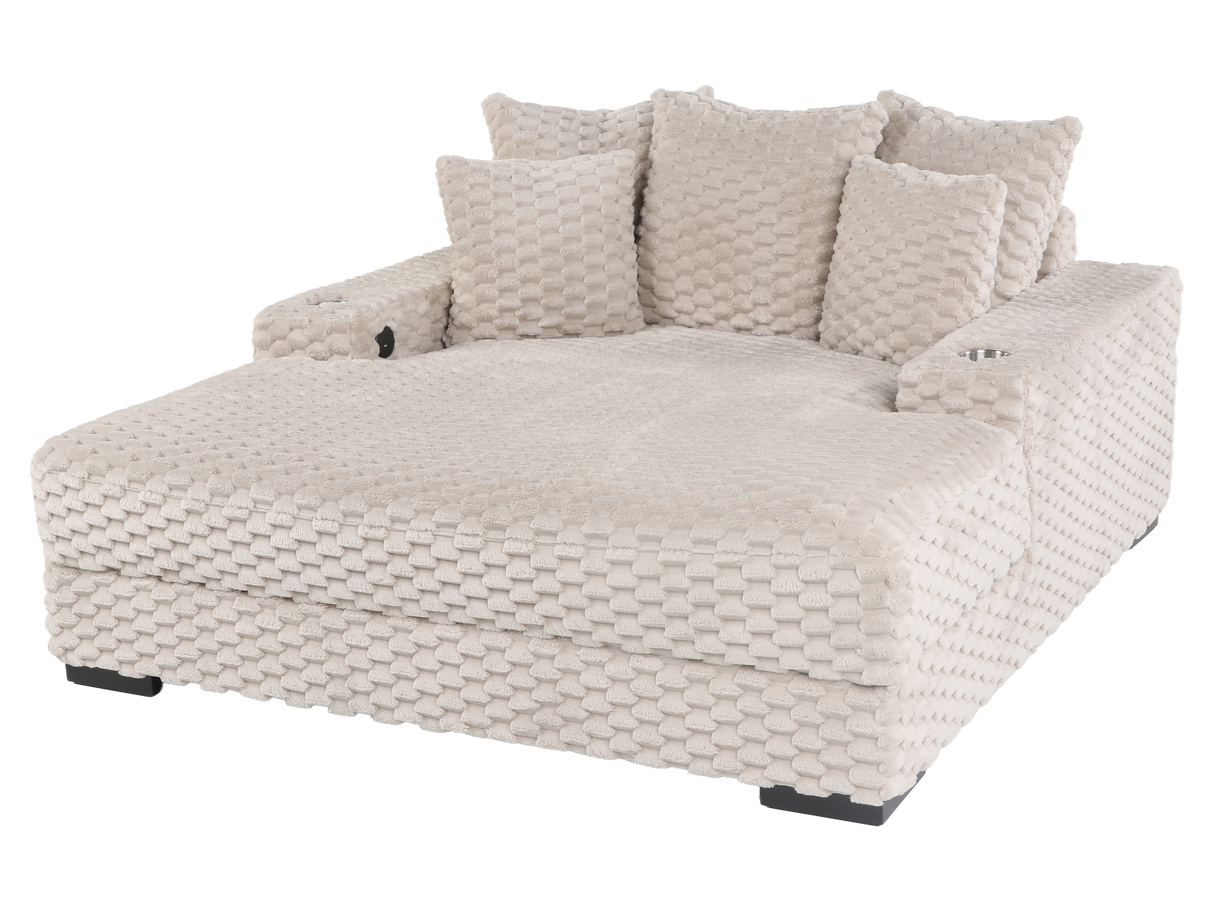 Oversized Chaise Lounge with Cup Holders & USB Charging Ports