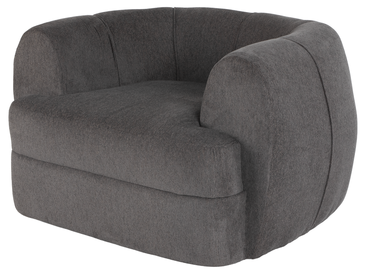Dark Grey Barrel Swivel Chair with Lumbar Support Pillow