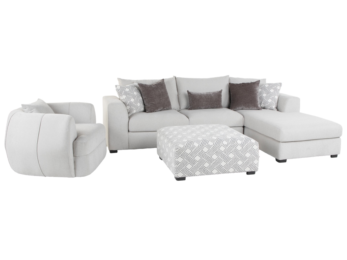 Airea Silver 2-Piece Sectional Sofa with Right-Facing Chaise