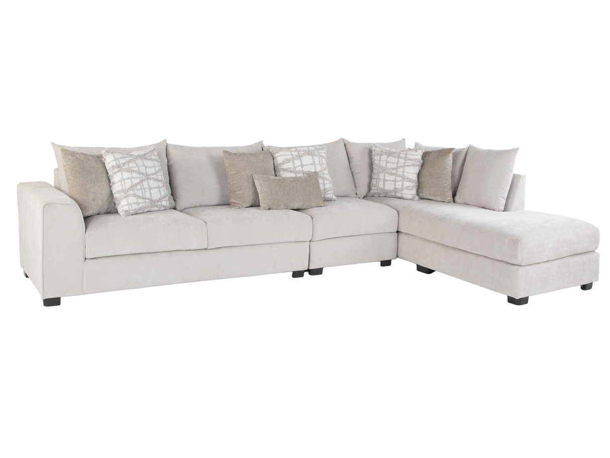 Solid Bone 3-Piece Sectional with Right Chaise