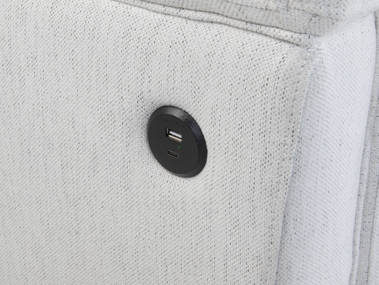 White Power Sleeper Sectional with Storage Chaise & USB Ports