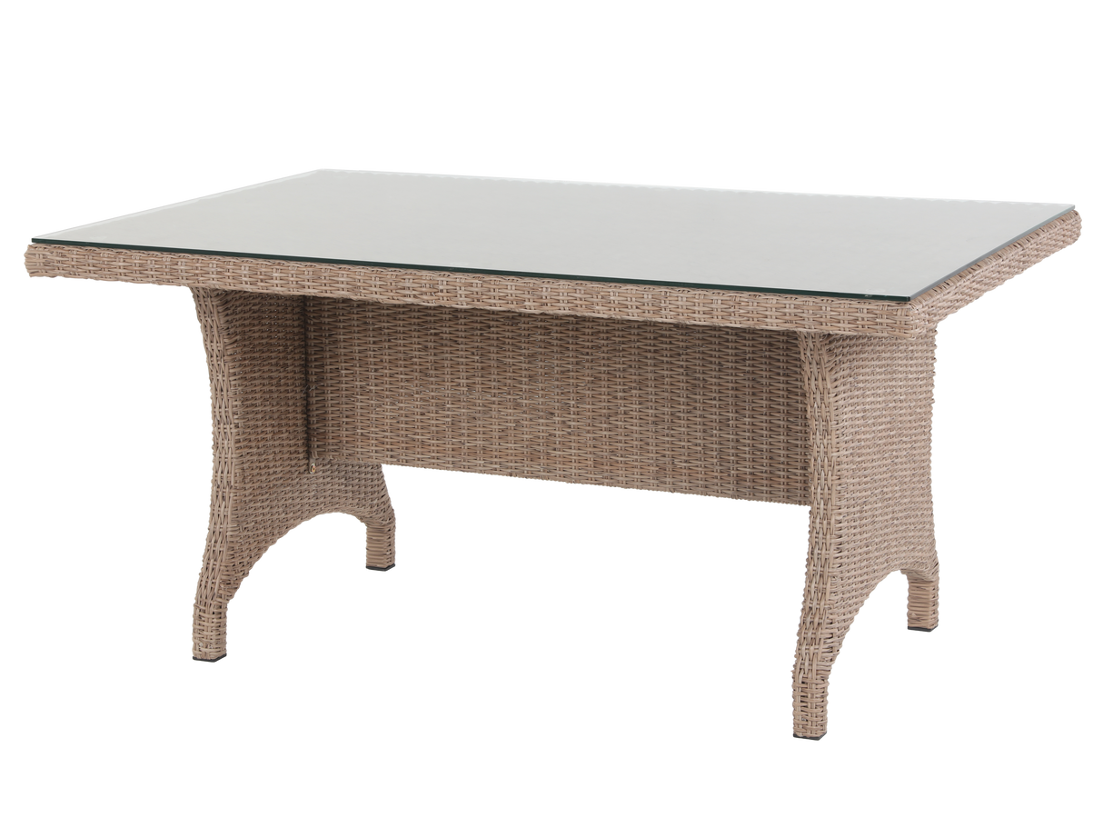 6 Piece Outdoor Sectional Dining Set with Wicker Sofa, Table & Cushioned Stools