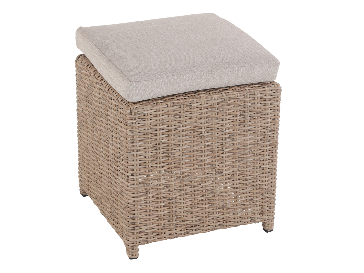 6 Piece Outdoor Sectional Dining Set with Wicker Sofa, Table & Cushioned Stools