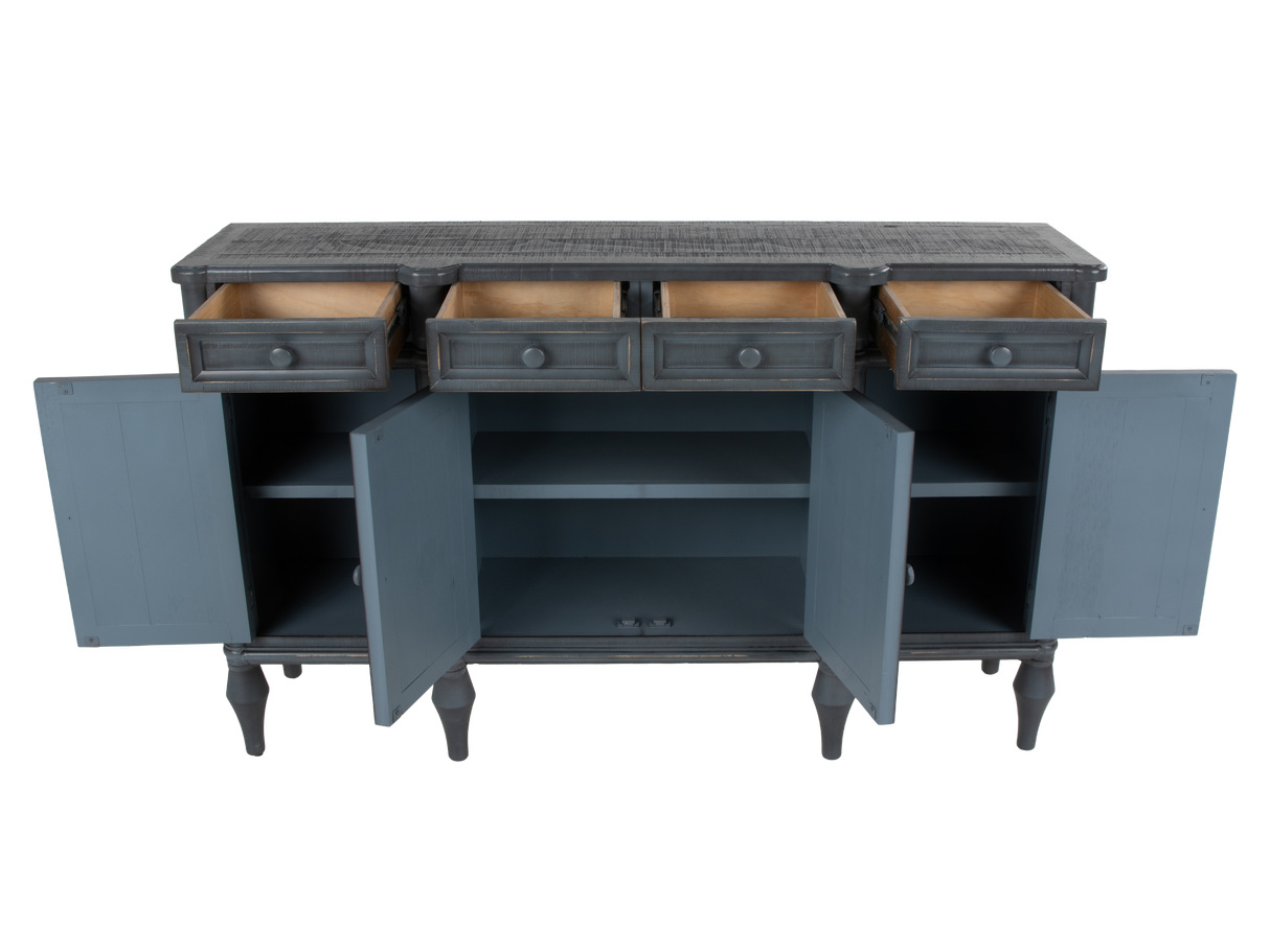 Lilac Distressed Blue Solid Wood Sideboard Buffet / TV Console