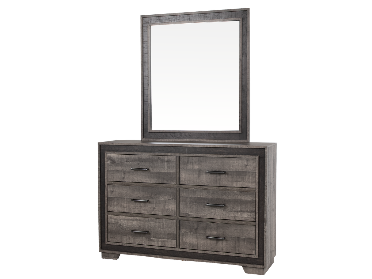 Gray Panel Bedroom Set with Dresser, Mirror & Nightstand