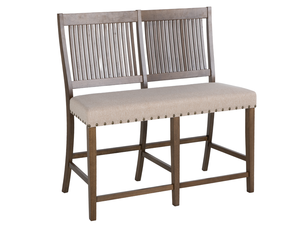 Contemporary Light Oak 6-Piece Counter Height Dining Set with Upholstered Chairs & Bench