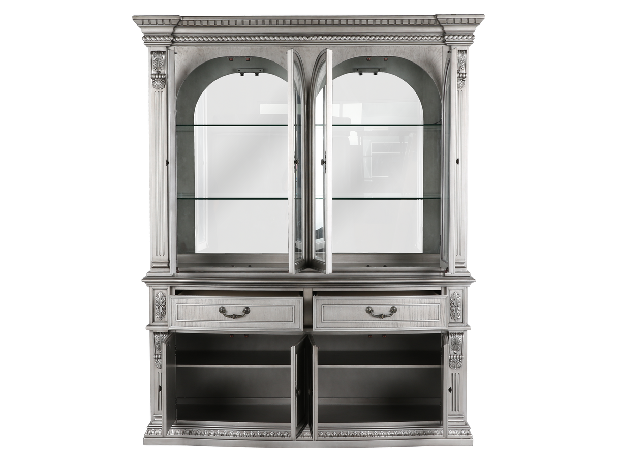 Grand-Platinum Hutch & Buffet/ China Cabinet by Mollai Collections | Bel Furniture