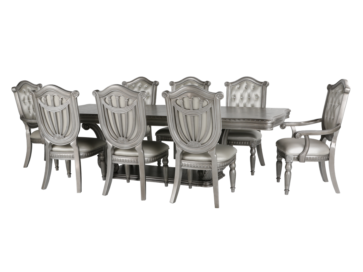 Grand-Platinum 9 Piece Dining Room Set by Mollai Collections | Bel Furniture
