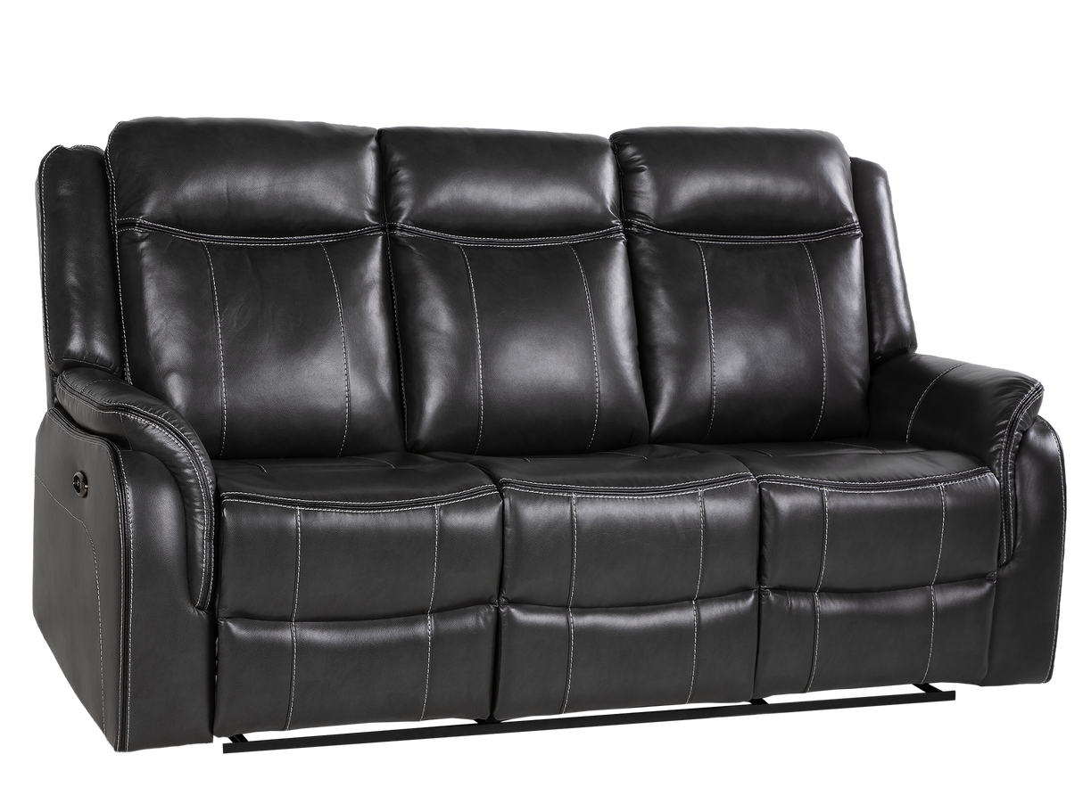 Dark Grey 3-Piece Reclining Living Room Set with Power Reclining Sofa, Drop-Down Table & Power Recliner