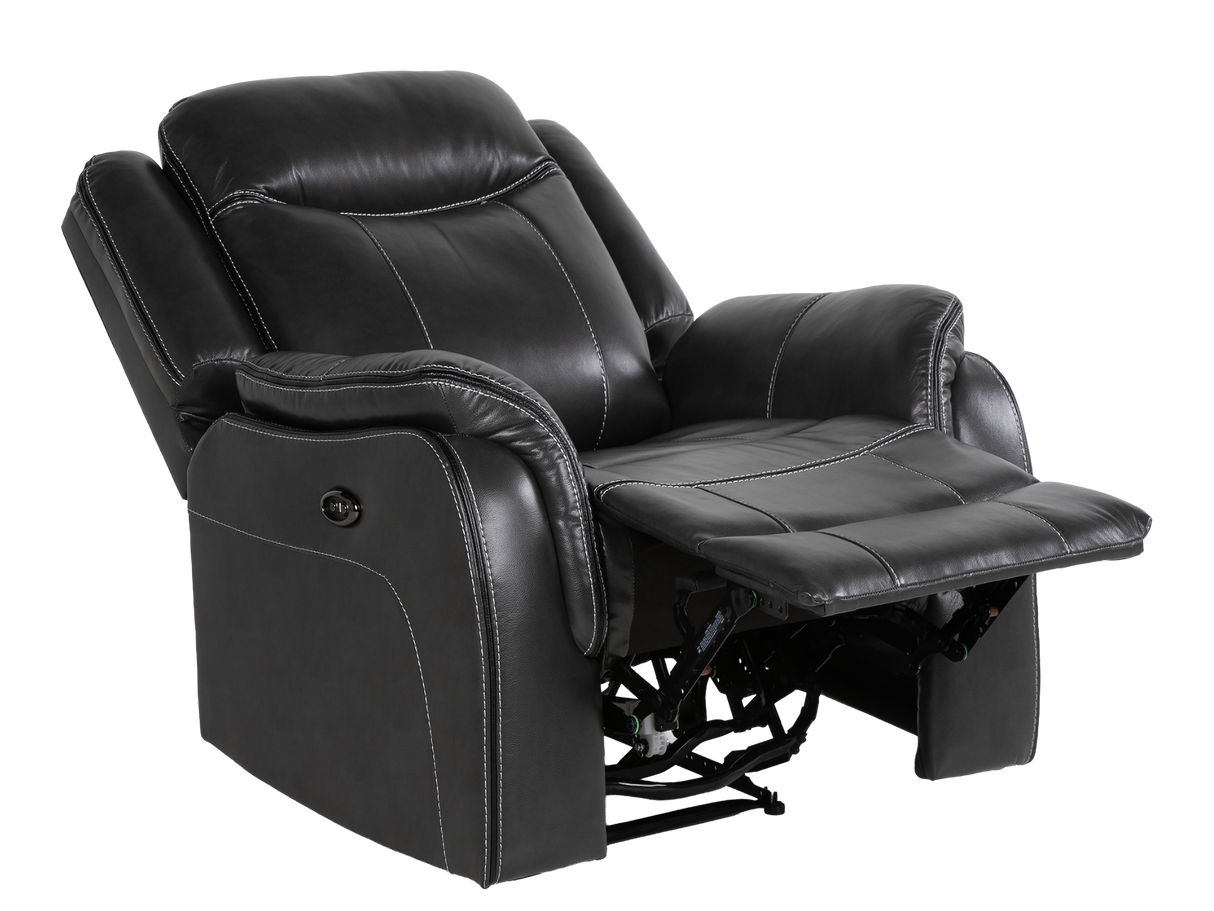 Dark Grey 3-Piece Reclining Living Room Set with Power Reclining Sofa, Drop-Down Table & Power Recliner