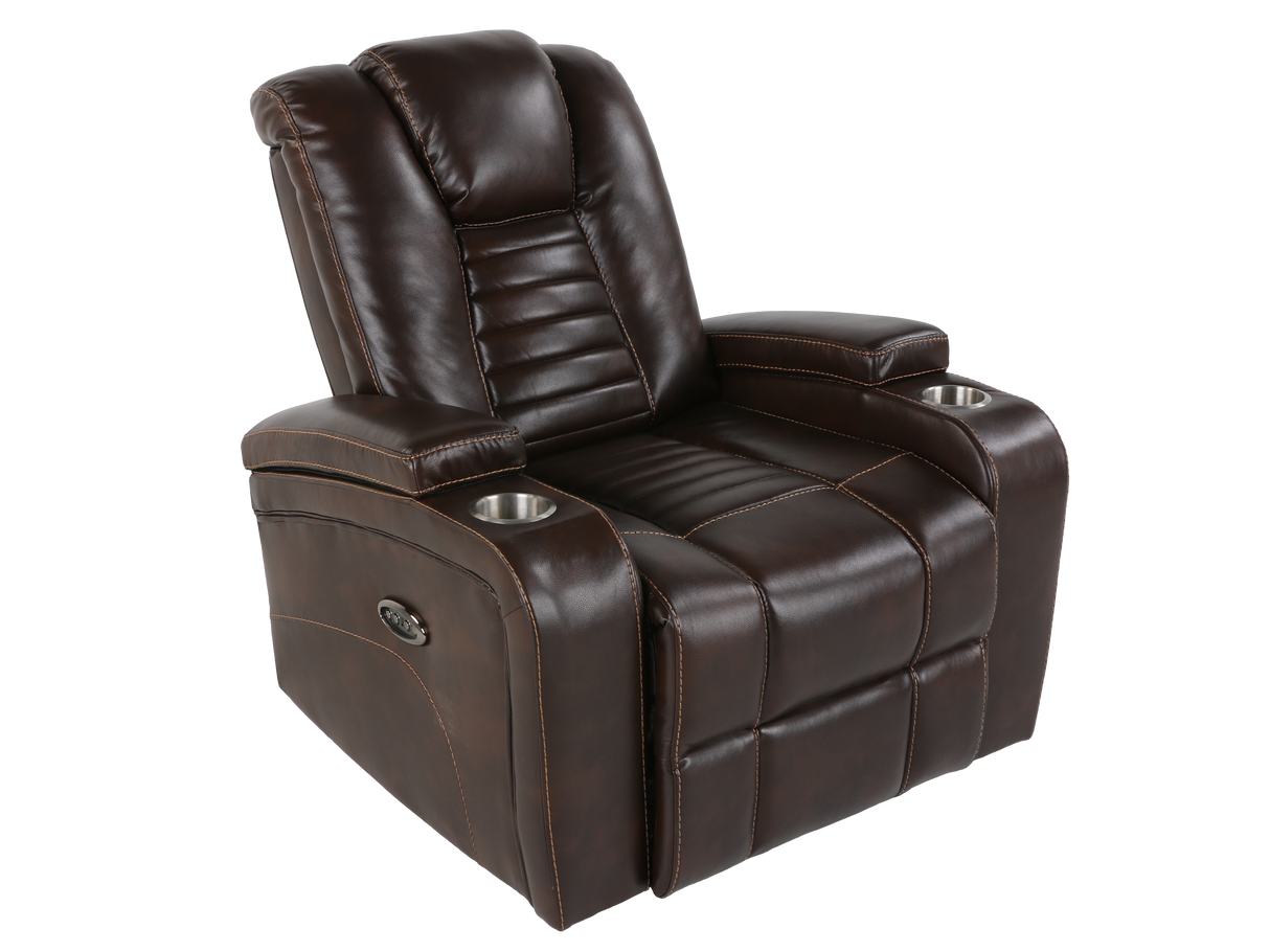 Dark Brown 3-Piece Living Room Set with Power Headrests, LED Lighting, Cup Holders & Storage