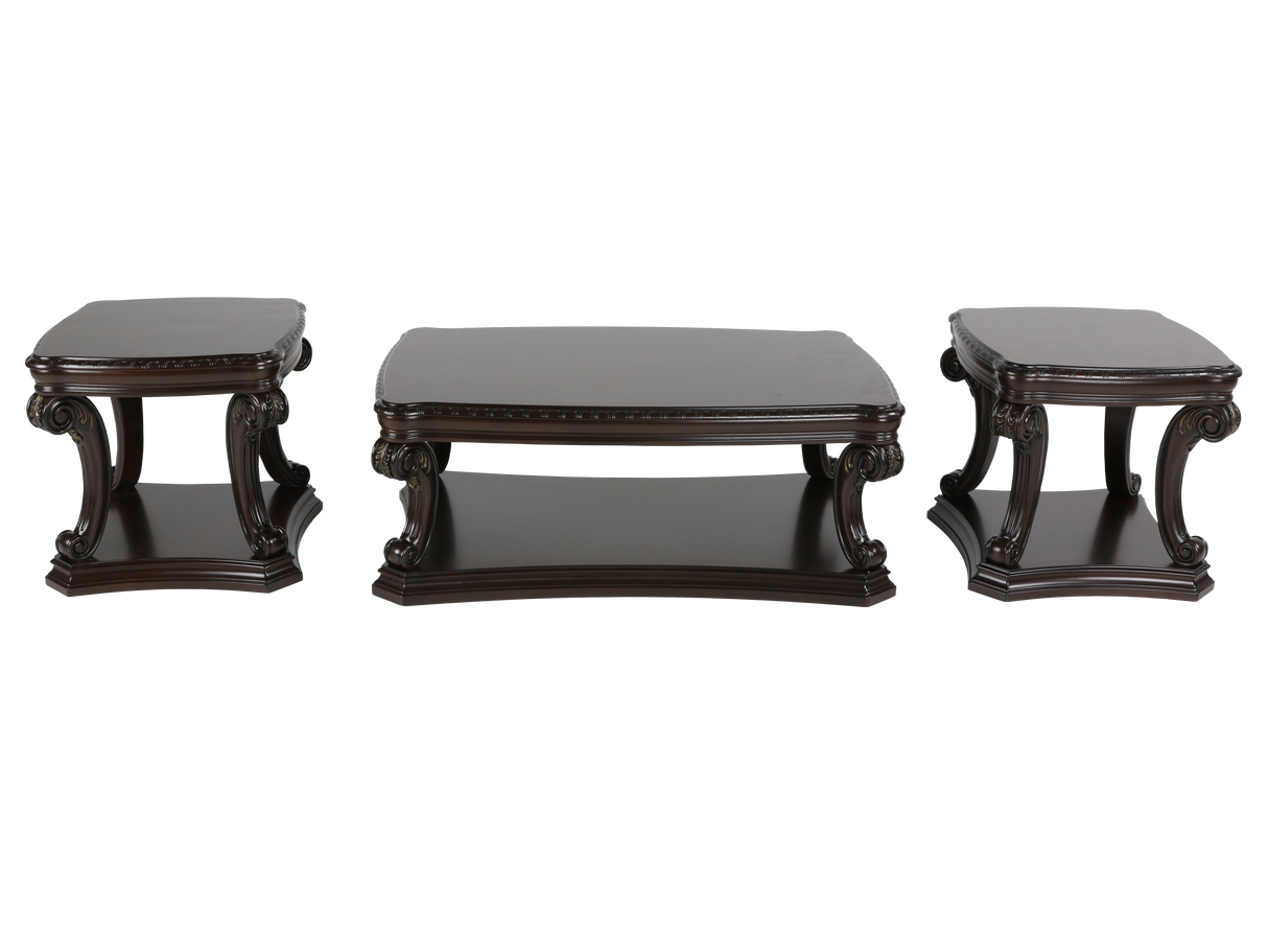 Grand-Cherry 3 Piece Coffee Table Set by Mollai Collections | Bel Furniture