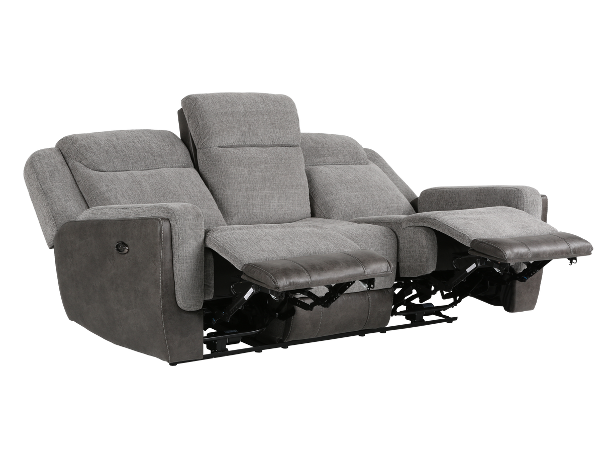 Gray Power Reclining 3-Piece Living Room Set with USB Charging – Sofa, Loveseat & Recliner