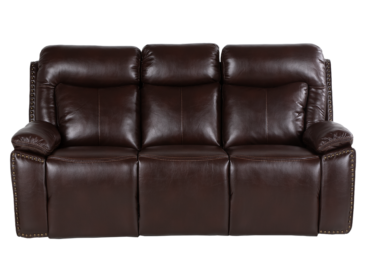 3-Piece Brown Power Reclining Living Room Set with Console Loveseat, USB & Bluetooth Speaker