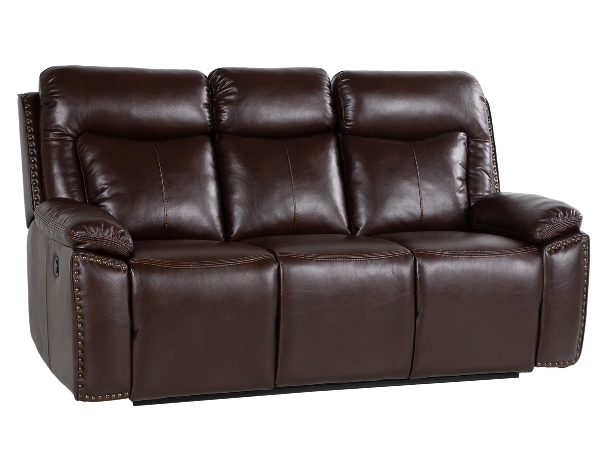 3-Piece Brown Power Reclining Living Room Set with Console Loveseat, USB & Bluetooth Speaker
