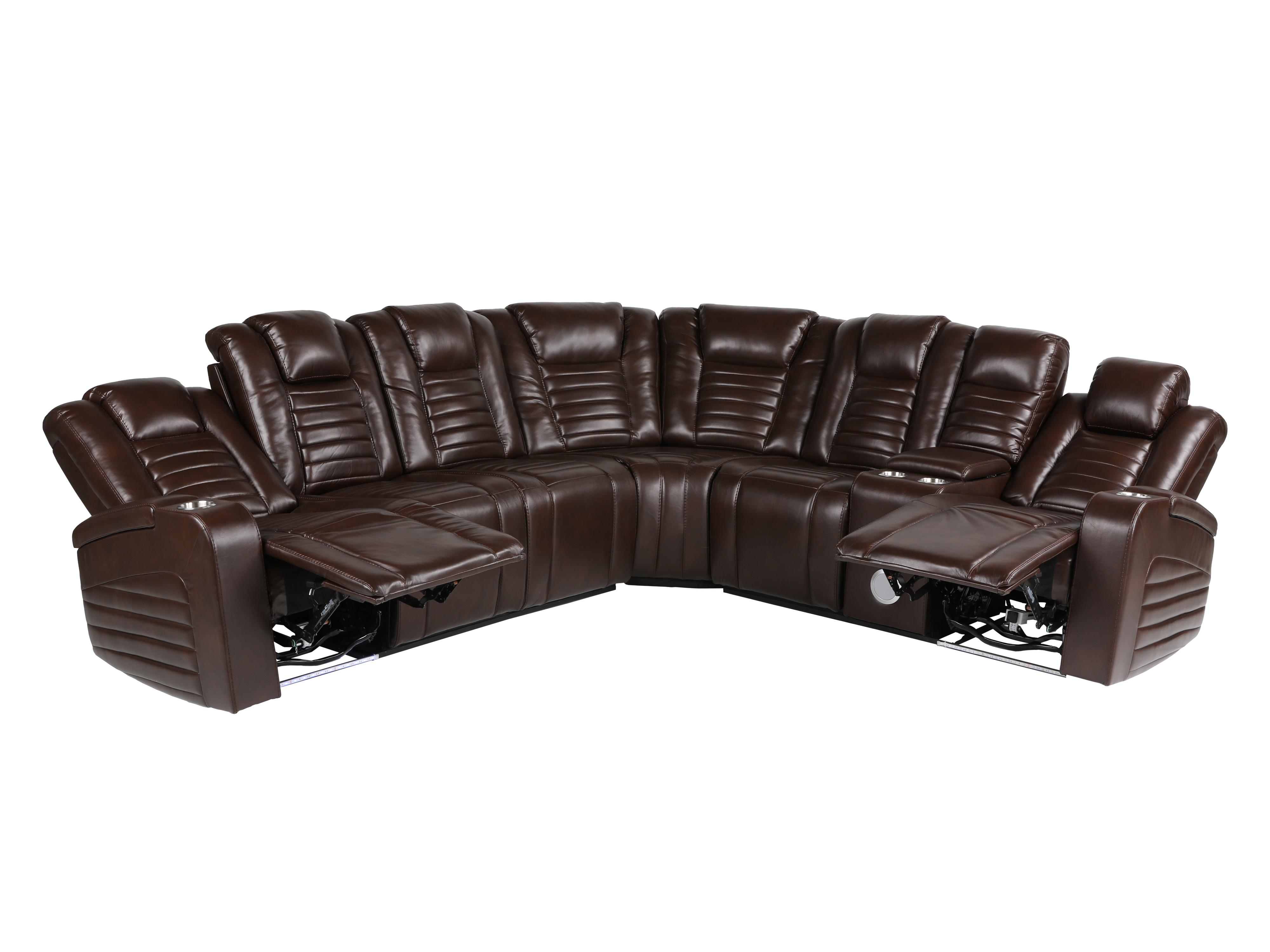 3 Piece Power Reclining Sectional With Power Adjustable Headrest, Wireless USB charging, Reading Light, Bluetooth Speakers